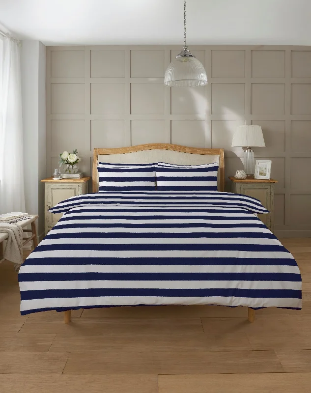 Lewis's Falmouth Stripe Duvet Set - Navy