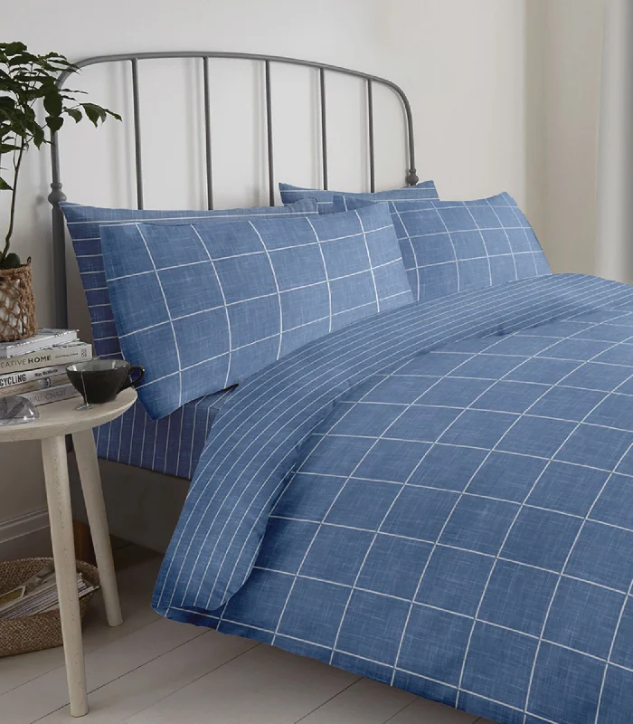 Lewis's Reversible Printed Bed In A Bag - Blue Check