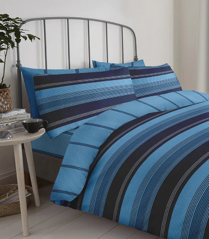 Lewis's Reversible Printed Bed In A Bag - Blue Stripe