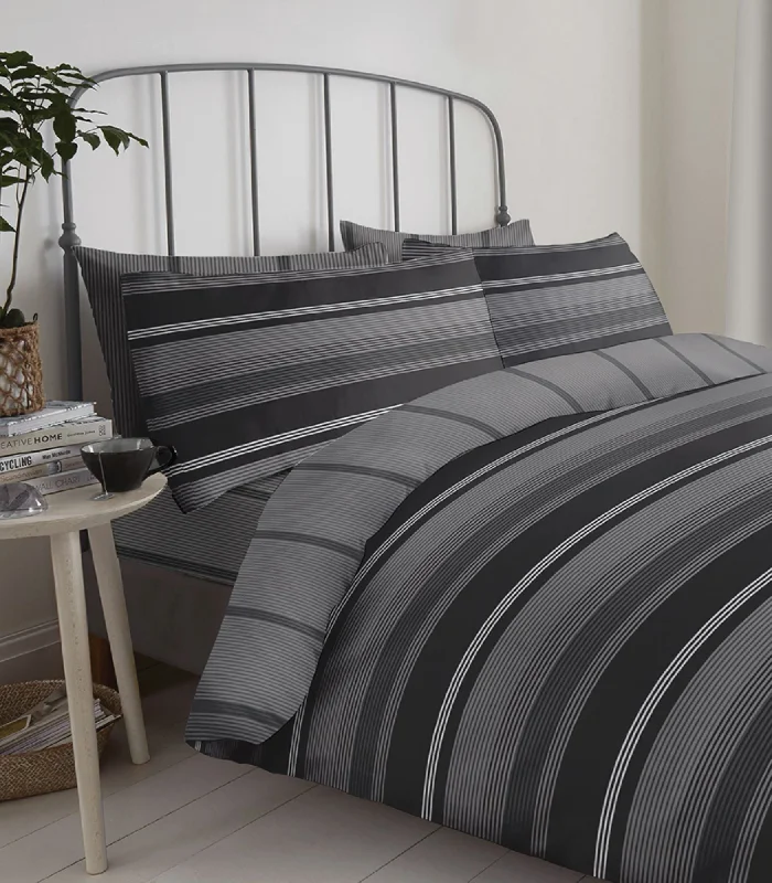 Lewis's Reversible Printed Bed In A Bag - Grey Stripe