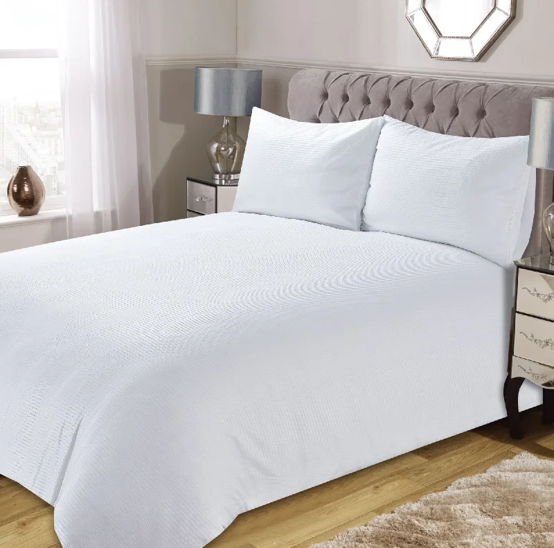 Lewis's Waffle Microfibre Duvet Set - White