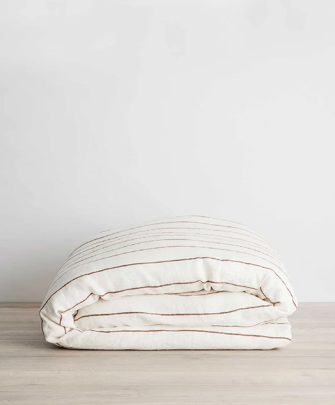 Linen Duvet Cover - Cedar Stripe