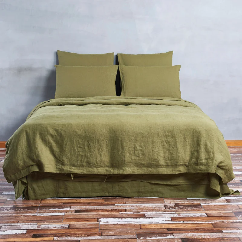 Linen Duvet Cover Green Olive