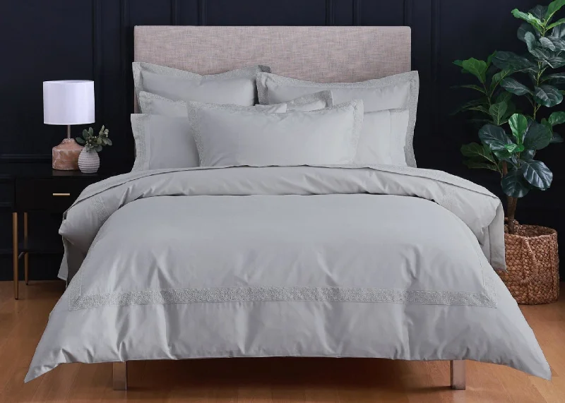 Linen Obsession "LO Anna Embroidery" 500TC Egyptian Cotton Sateen Bed Linen in Silver