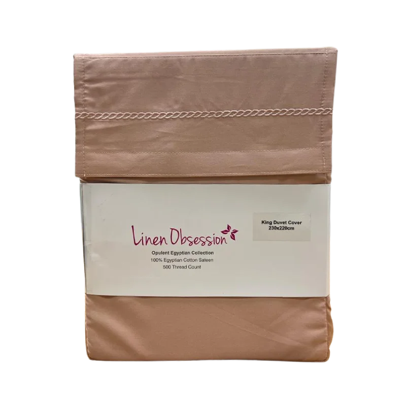 Linen Obsession "LO Opulent Embroidery" 500TC Egyptian Cotton Sateen in Blush