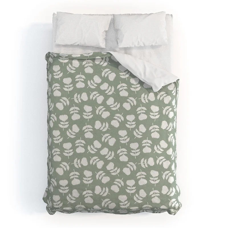 Little Arrow Design Co Vintage Floral Sage Polyester Duvet