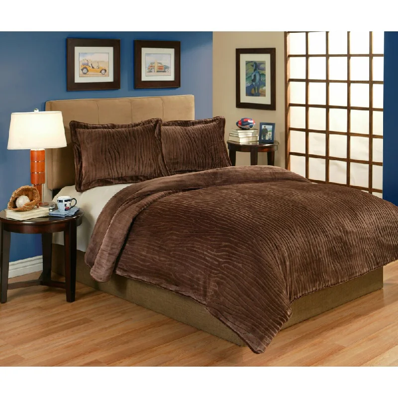 Lodge Brown Velvet Plush 3-piece Comforter Set