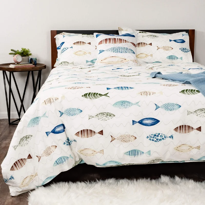 Making Waves 200 Thread Count Percale Duvet Cover Set