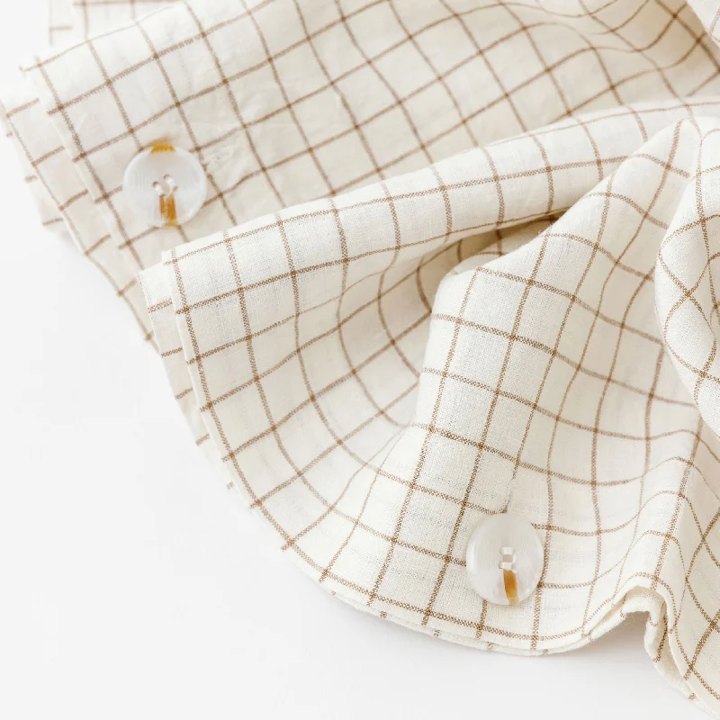 Malt Brown Grid Linen Duvet