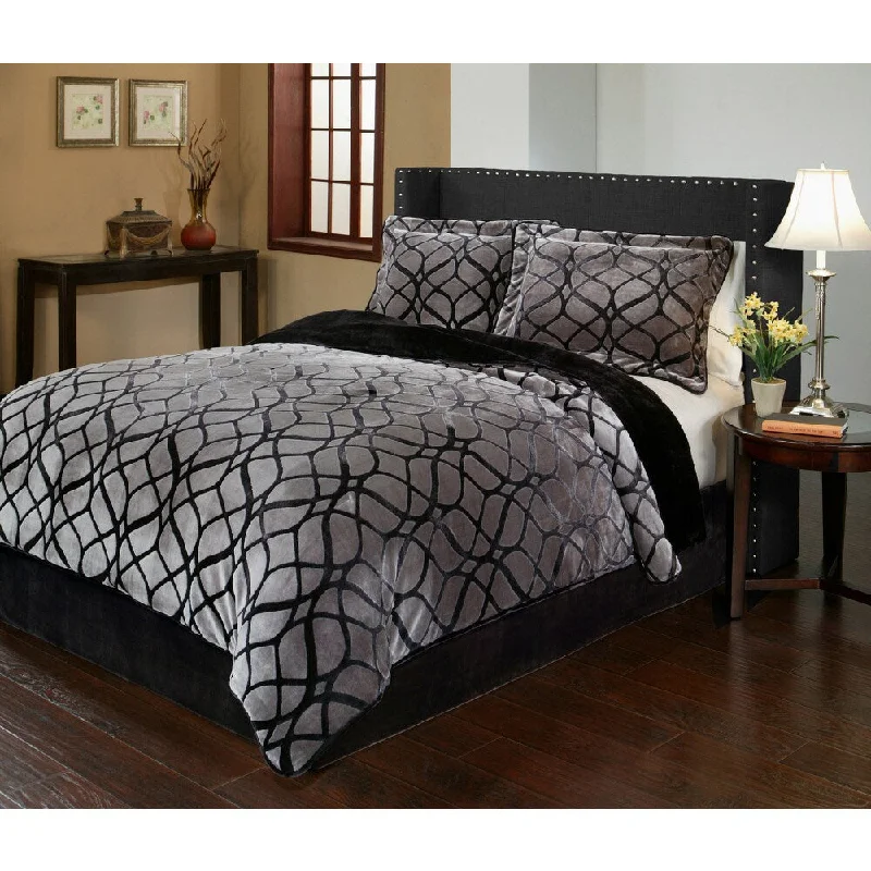 Matrix Velvet Plush Print 3-piece Comforter Set