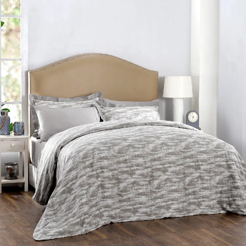 Meyer Textura Plain & Printed Reversible 100% Cotton Super Soft Neutral Duvet Cover with Pillow Case