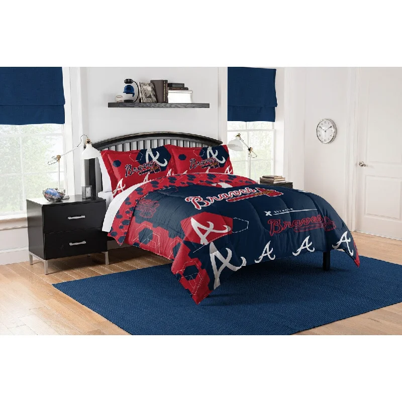 MLB 849 Braves Hexagon F/Q Comforter Set