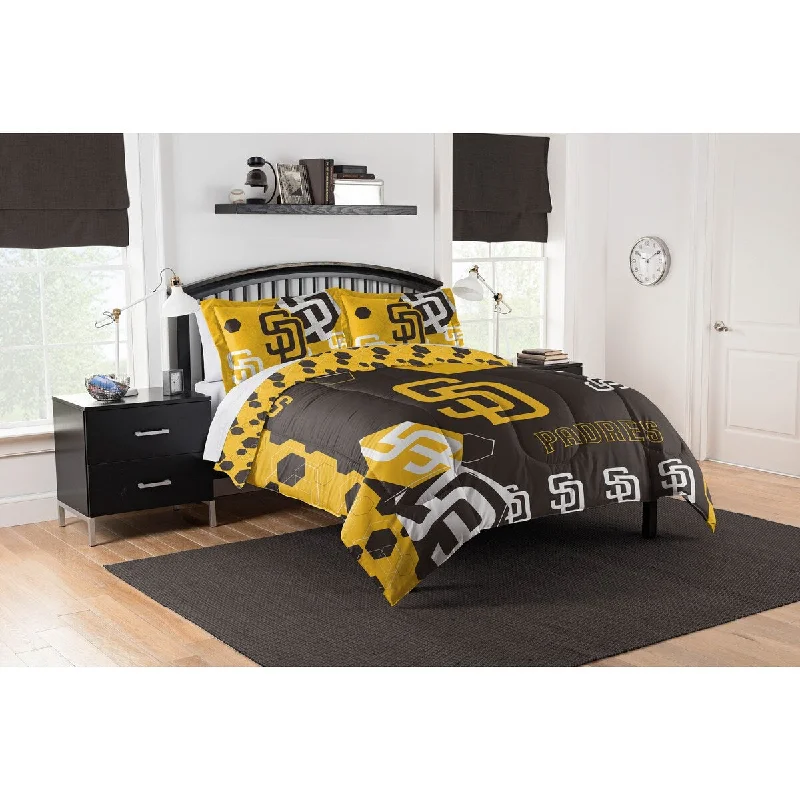 MLB 849 Padres Hexagon F/Q Comforter Set