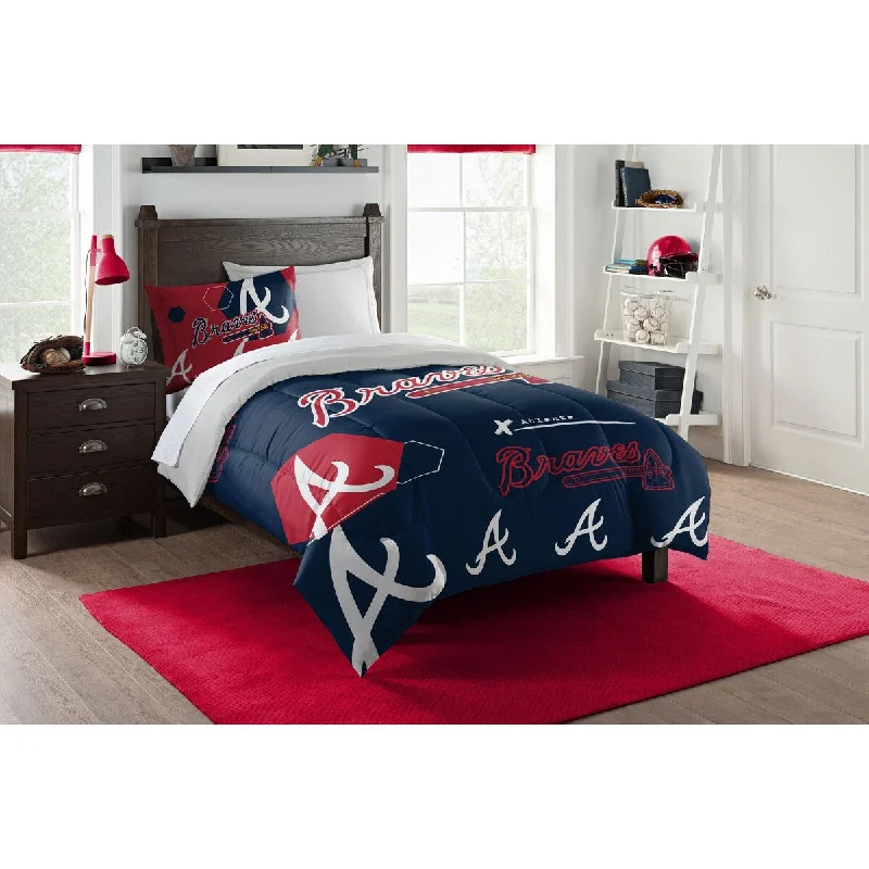 MLB 862 Braves Hexagon Twin Comforter Set