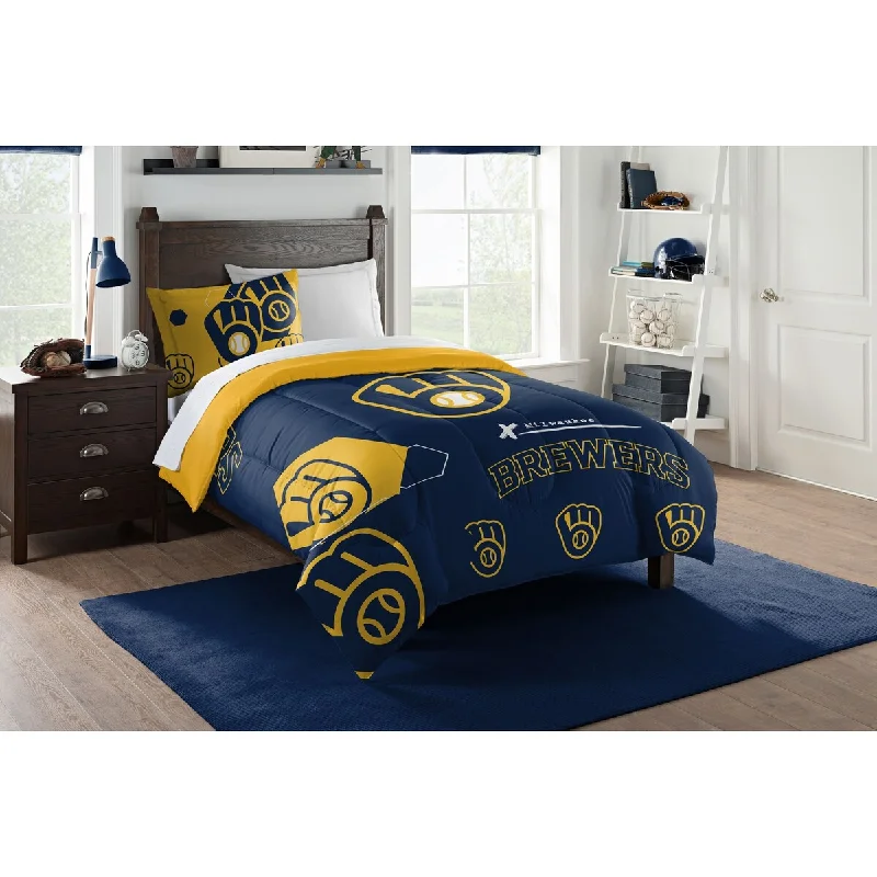 MLB 862 Brewers Hexagon Twin Comforter Set