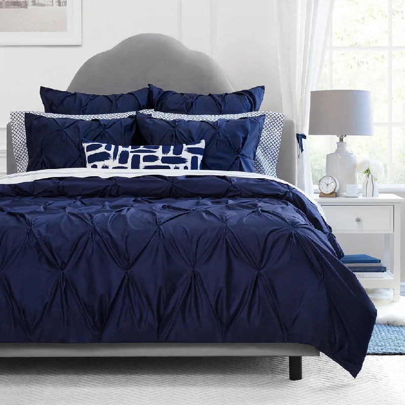 Navy Blue Valencia Pintuck Duvet Cover