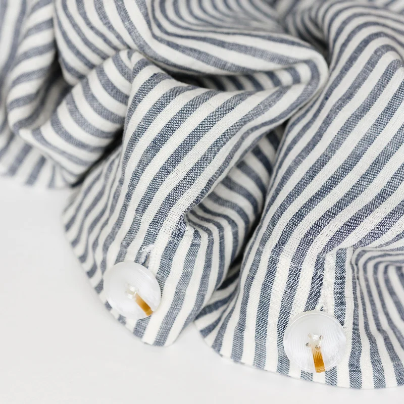 Navy Blue Stripes Linen Duvet