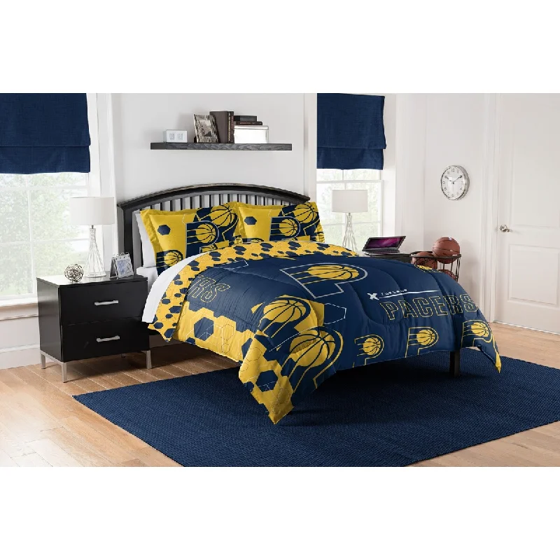 NBA 849 Pacers Hexagon F/Q Comforter Set