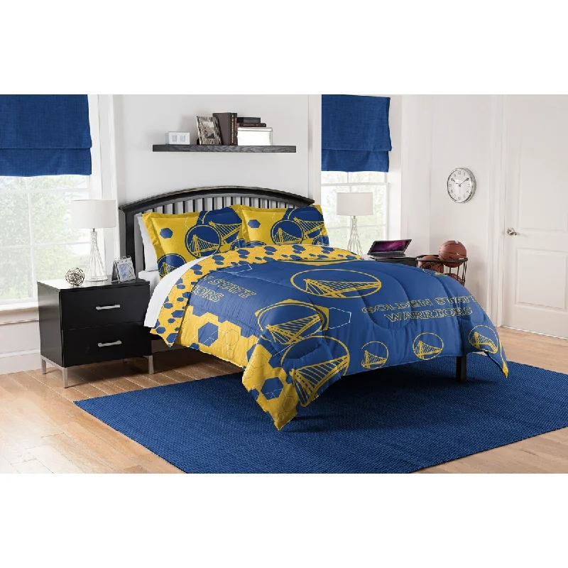 NBA 858 Warriors Hexagon King Comforter Set