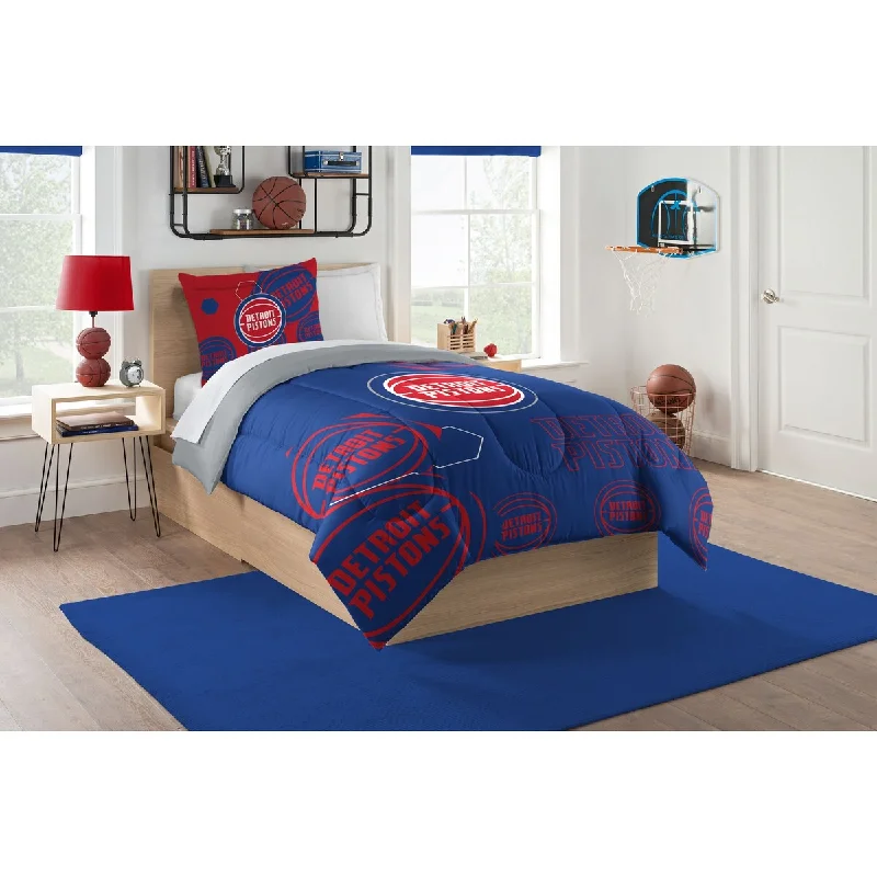 NBA 862 Pistons Hexagon Twin Comforter Set