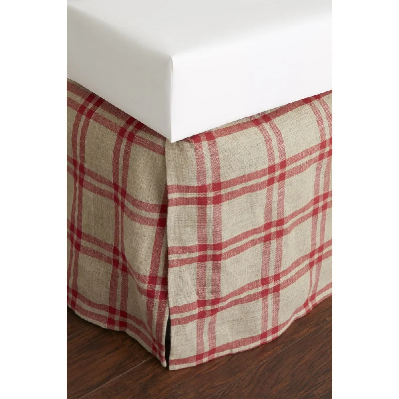 Neil Red Plaid Linen 18-inch Drop 3 Piece Tuck in Bed Skirt