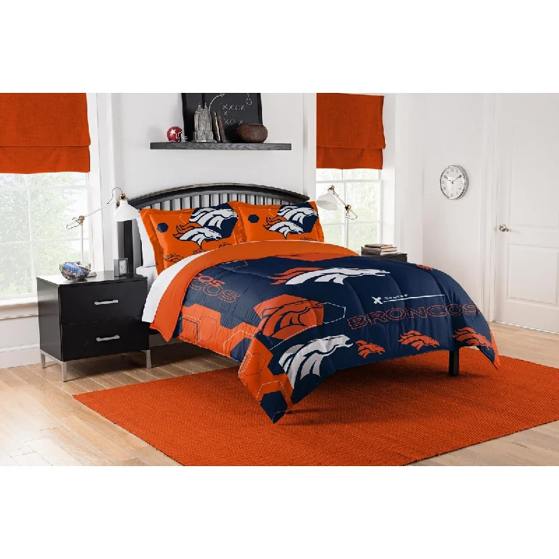 NFL 849 Broncos Hexagon F/Q Comforter Set