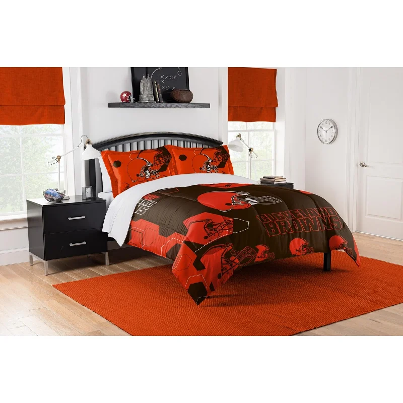 NFL 849 Browns Hexagon F/Q Comforter Set