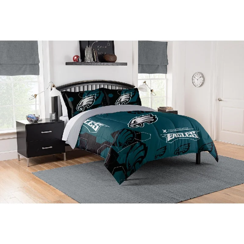 NFL 849 Eagles Hexagon F/Q Comforter Set