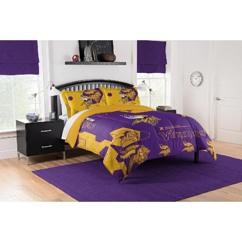 NFL 849 Vikings Hexagon F/Q Comforter Set