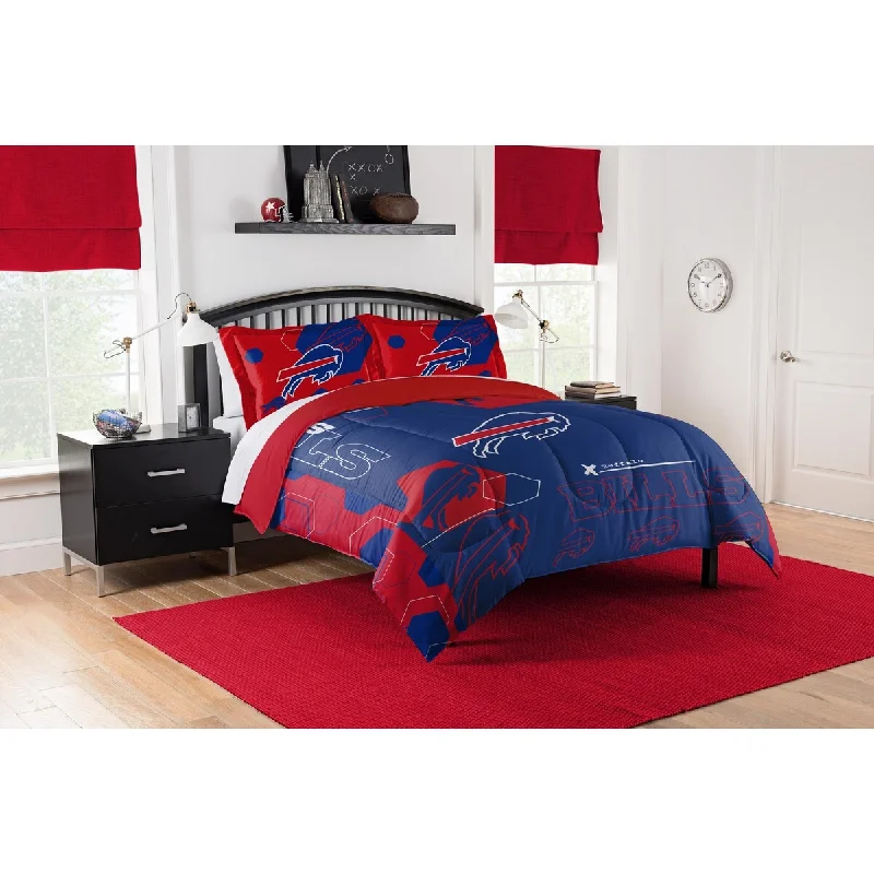 NFL 858 Bills Hexagon King Printed Comforter & Shams Set