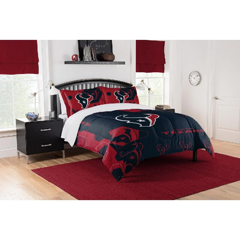 NFL 858 Texans Hexagon King Printed Comforter & Shams Set