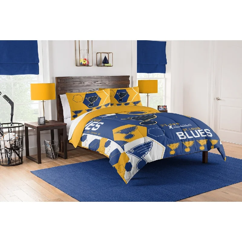 NHL 849 Blues Hexagon F/Q Comforter Set