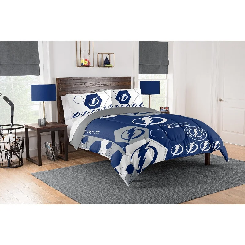 NHL 849 Lightning Hexagon F/Q Comforter Set