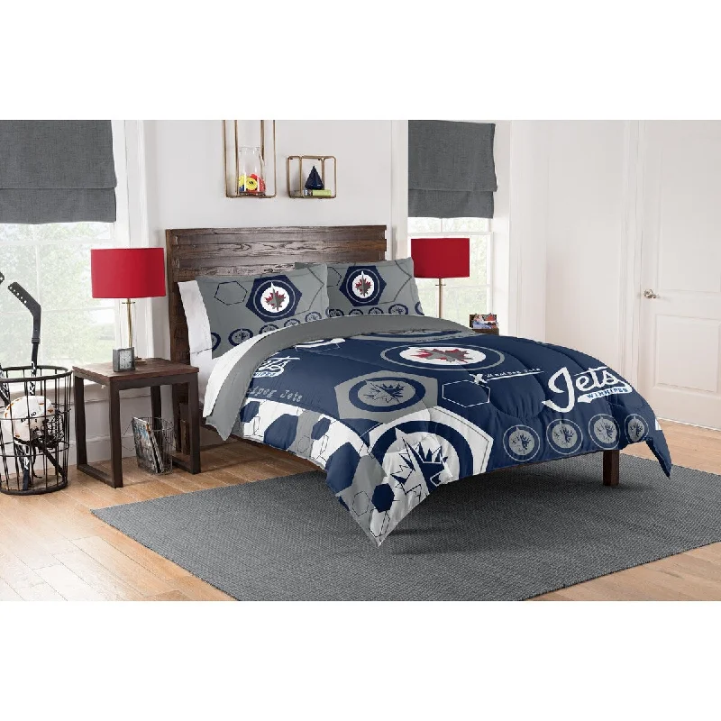 NHL 849 Winnipeg Jets Hexagon F/Q Comforter Set