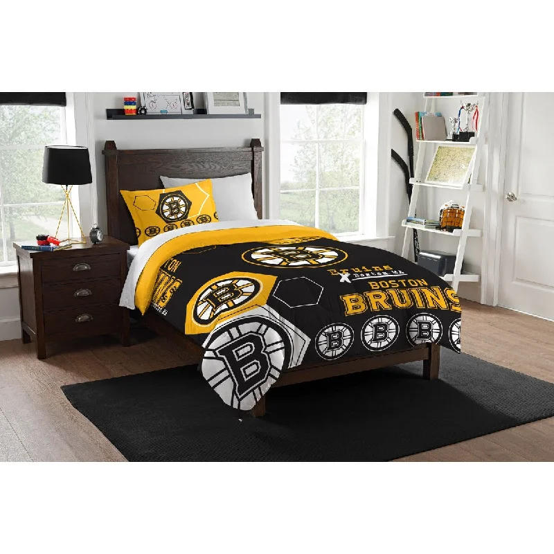 NHL 862 Bruins Hexagon Twin Comforter Set