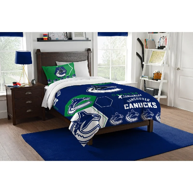 NHL 862 Canucks Hexagon Twin Comforter Set