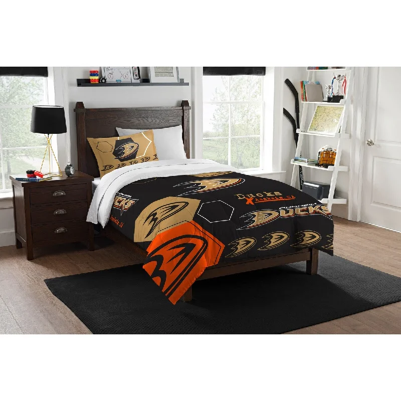 NHL 862 Ducks Hexagon Twin Comforter Set