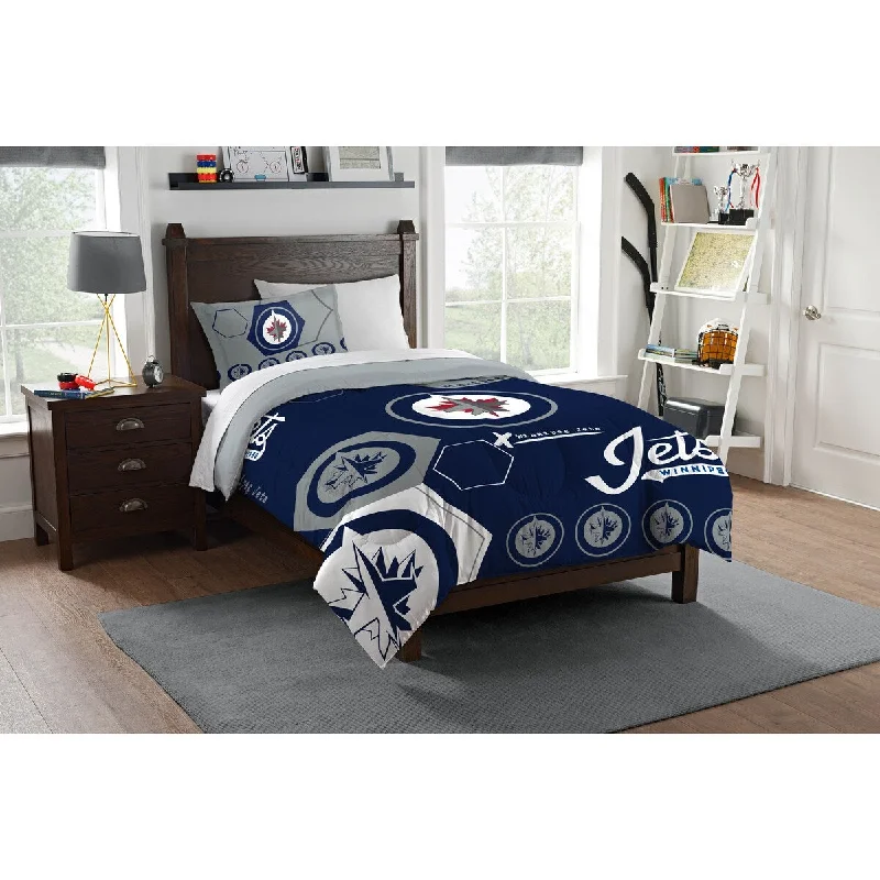 NHL 862 Winnipeg Jets Hexagon Twin Comforter Set