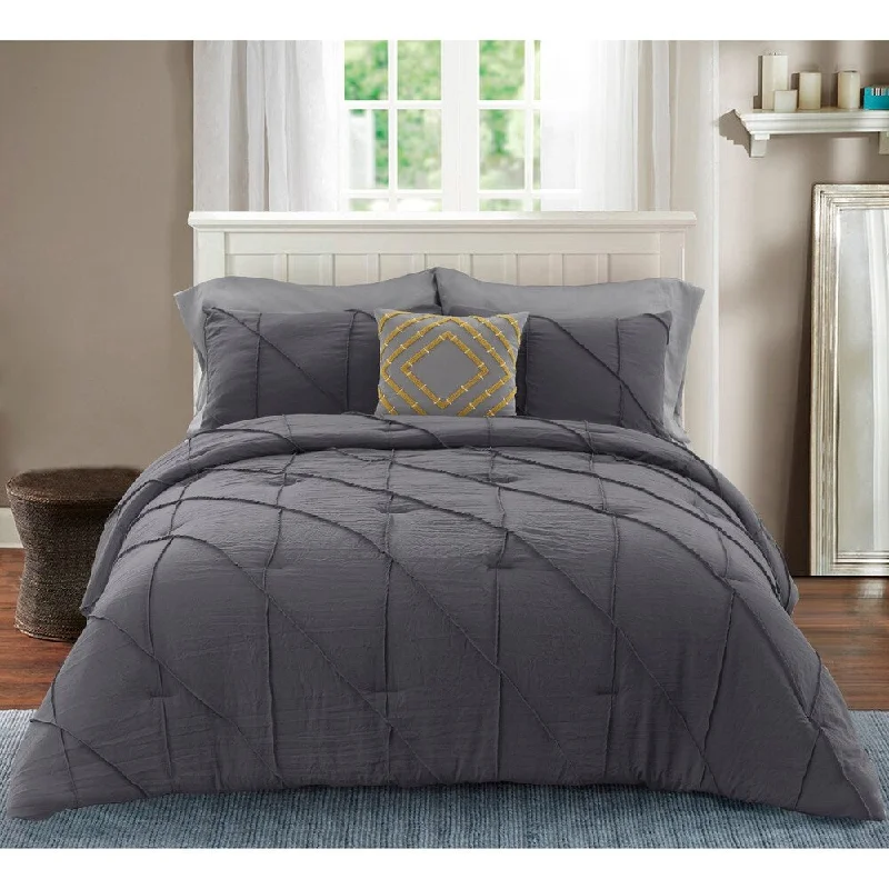 Nolan Washed Microfiber Comforter Set in Grey