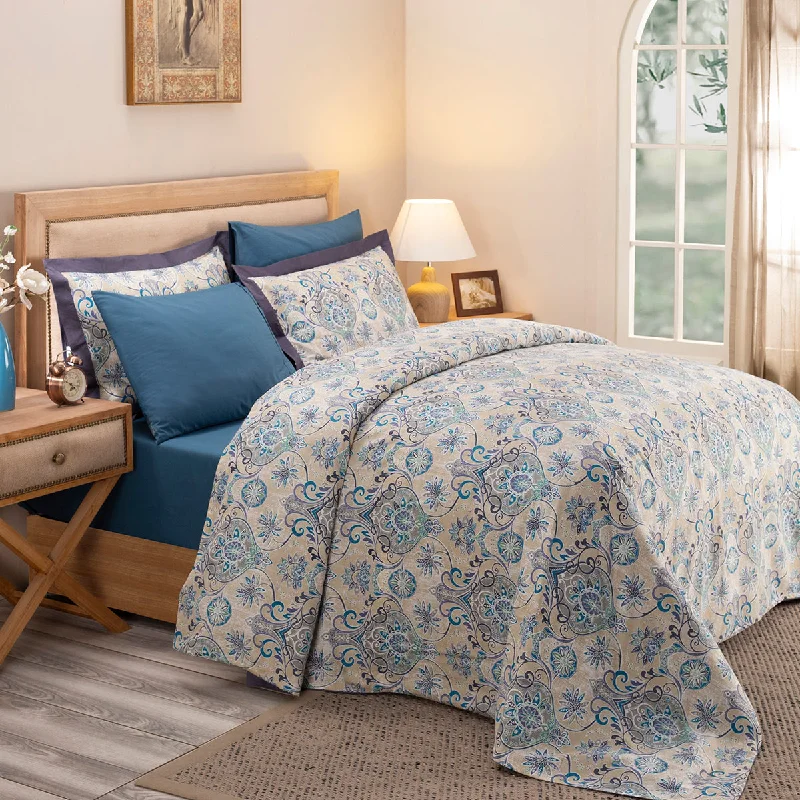 Nouveau Tradition Lawn Rerun Blue Duvet Cover with Pillow Case