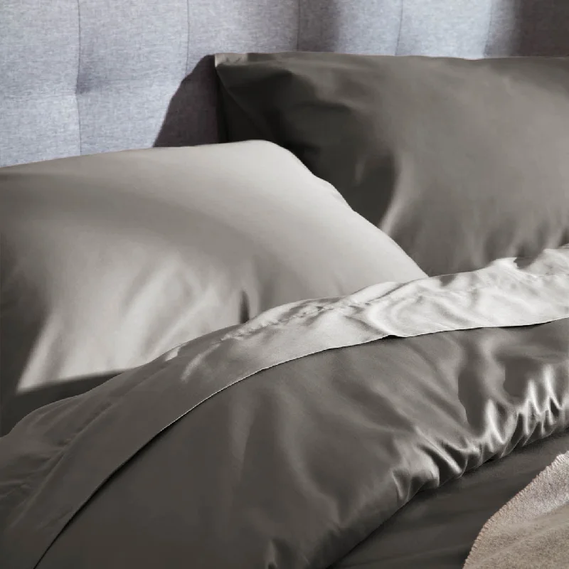 Organic Cotton Sateen Duvet Cover - Charcoal Grey