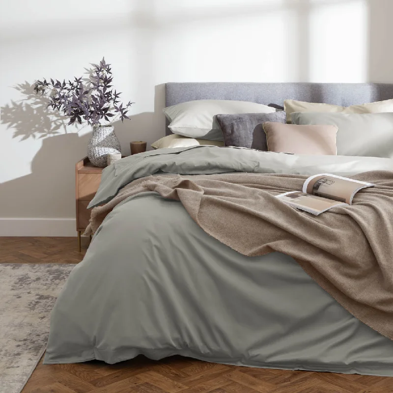 Organic Cotton Sateen Duvet Cover - Cloud Grey