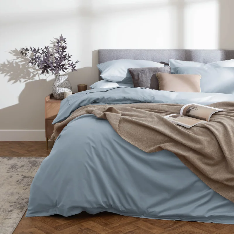 Organic Cotton Sateen Duvet Cover - Ice Blue