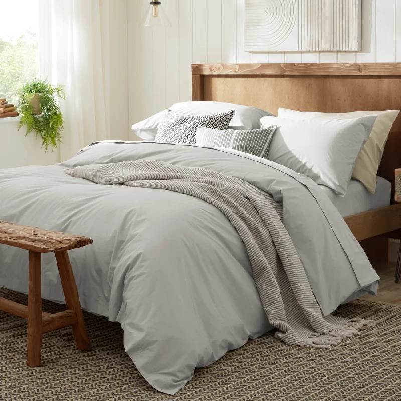 Organic Cotton Percale Duvet Cover - Cloud Grey