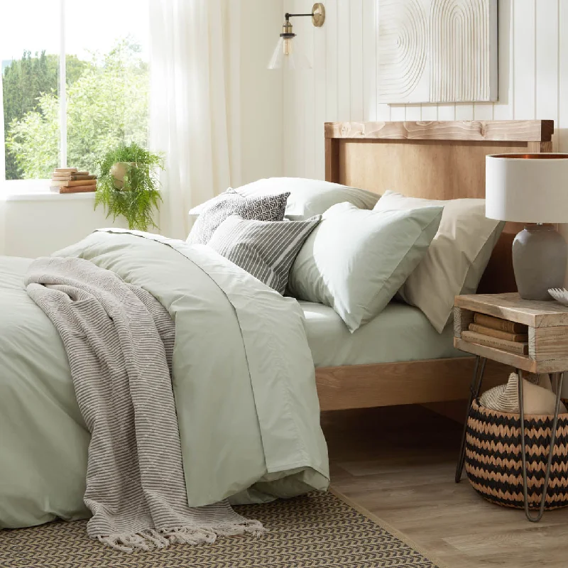 Organic Cotton Percale Duvet Cover - Sage