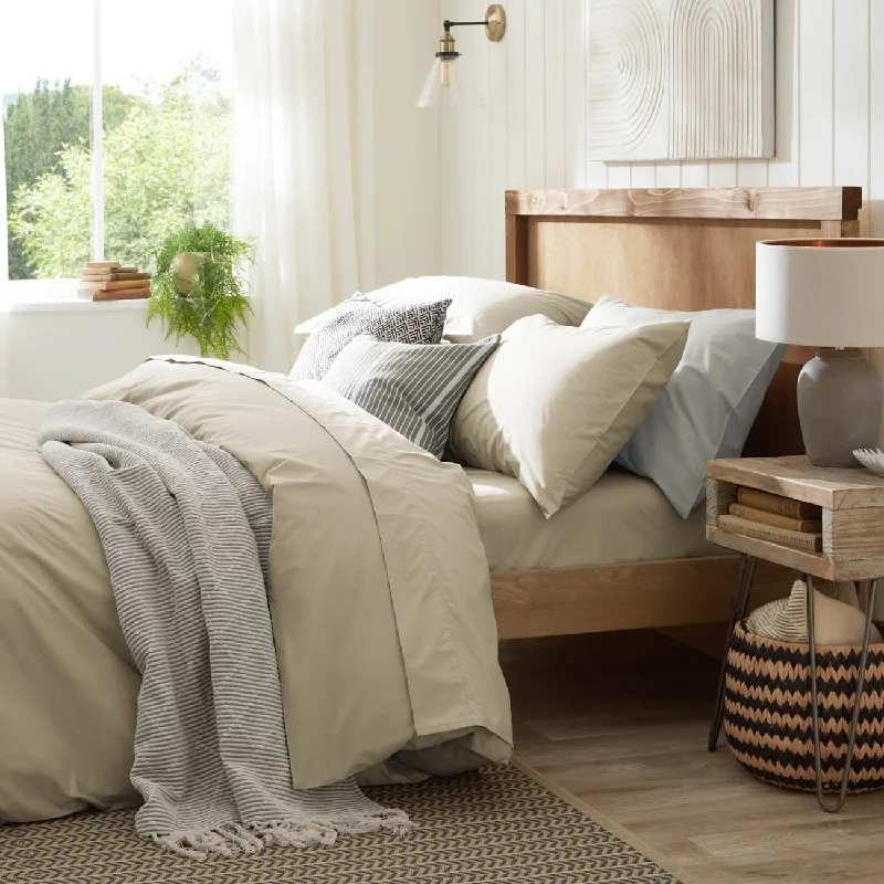 Organic Cotton Percale Duvet Cover - Sand