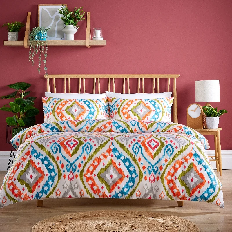 Peru-Inspired Ultra-Soft Duvet Cover Set with Matching Pillowcases Vibrant Multi-Coloured Print Cotton Blend Available in Single Double King Sizes by OLIVIA ROCCO