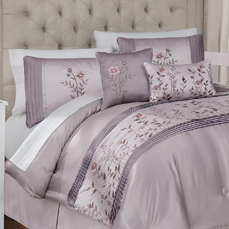 Porch & Den Megan Floral Embroidered 4-piece Comforter Set