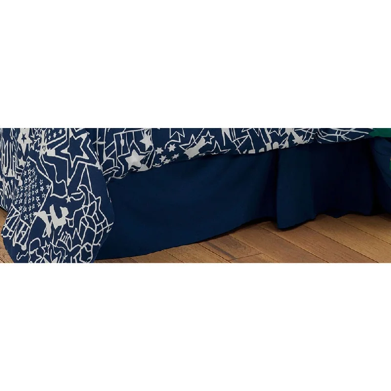 Rizzy Home Travel and Explore Collection Solid Navy Bedskirt