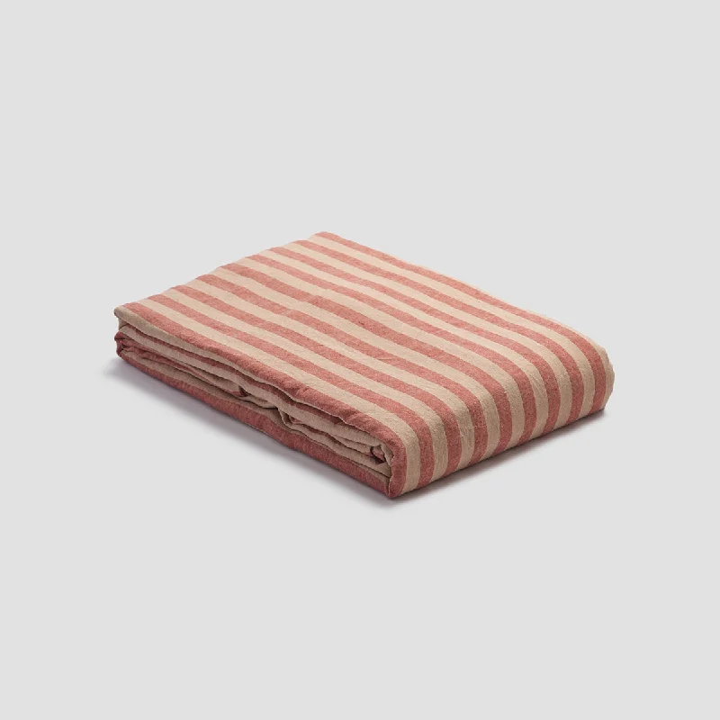 Sandstone Red Stripe 100% Linen Duvet Cover